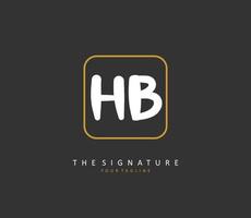 H B HB Initial letter handwriting and  signature logo. A concept handwriting initial logo with template element. vector