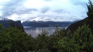 Mountainous landscape and fjord, Norway photo