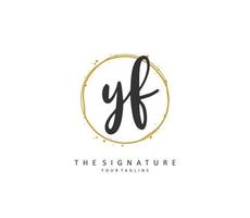 YF Initial letter handwriting and  signature logo. A concept handwriting initial logo with template element. vector