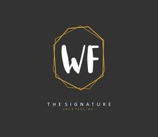 WF Initial letter handwriting and  signature logo. A concept handwriting initial logo with template element. vector