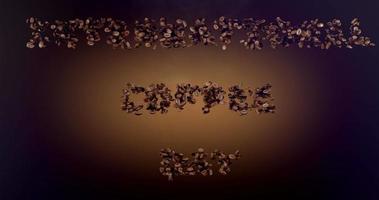 International Kaffee Tag Wort oder Phrase gemacht mit Kaffee Bohnen Animation. Text Inschrift auf braun Hintergrund video