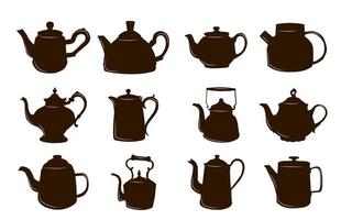 large set with teapot outlines vector