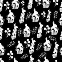 seamless pattern with silhouettes of rabbits vector