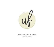 UF Initial letter handwriting and  signature logo. A concept handwriting initial logo with template element. vector