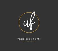 UF Initial letter handwriting and  signature logo. A concept handwriting initial logo with template element. vector