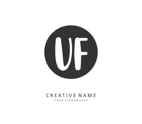 UF Initial letter handwriting and  signature logo. A concept handwriting initial logo with template element.