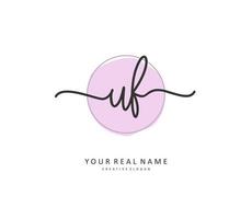 UF Initial letter handwriting and  signature logo. A concept handwriting initial logo with template element. vector