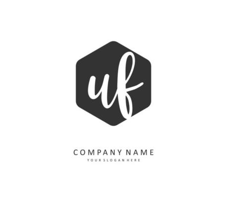 UF Initial letter handwriting and  signature logo. A concept handwriting initial logo with template element.
