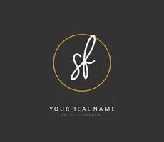 SF Initial letter handwriting and  signature logo. A concept handwriting initial logo with template element. vector