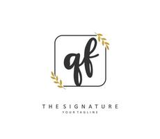 QF Initial letter handwriting and  signature logo. A concept handwriting initial logo with template element. vector