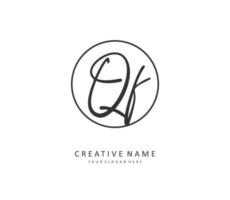 QF Initial letter handwriting and  signature logo. A concept handwriting initial logo with template element. vector