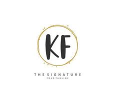 KF Initial letter handwriting and  signature logo. A concept handwriting initial logo with template element. vector