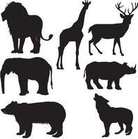 bosque animales siluetas vector conjunto