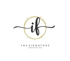 I F Initial letter handwriting and  signature logo. A concept handwriting initial logo with template element. vector