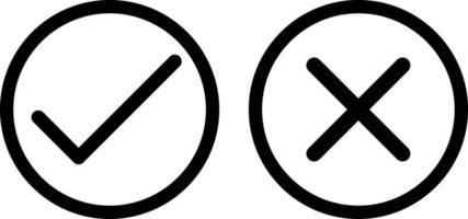 Checkmark icons , x or approve and deny line art vector icon for apps and websites