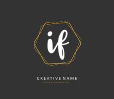 I F Initial letter handwriting and  signature logo. A concept handwriting initial logo with template element. vector