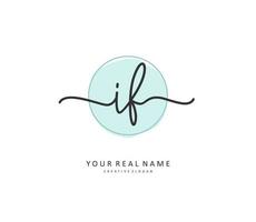 I F Initial letter handwriting and  signature logo. A concept handwriting initial logo with template element. vector