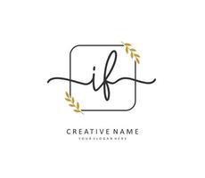 I F Initial letter handwriting and  signature logo. A concept handwriting initial logo with template element. vector