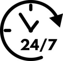 24 Hours a day service icon symbol vector . Open twenty four hours icon