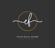 EF Initial letter handwriting and  signature logo. A concept handwriting initial logo with template element. vector