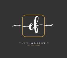 EF Initial letter handwriting and  signature logo. A concept handwriting initial logo with template element. vector