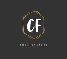 CF Initial letter handwriting and  signature logo. A concept handwriting initial logo with template element. vector