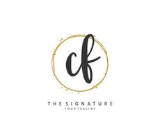 CF Initial letter handwriting and  signature logo. A concept handwriting initial logo with template element. vector
