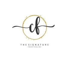 CF Initial letter handwriting and  signature logo. A concept handwriting initial logo with template element. vector