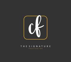 CF Initial letter handwriting and  signature logo. A concept handwriting initial logo with template element. vector