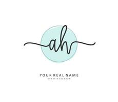 A H AH Initial letter handwriting and  signature logo. A concept handwriting initial logo with template element. vector