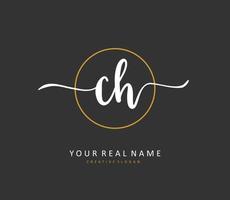 C H CH Initial letter handwriting and  signature logo. A concept handwriting initial logo with template element. vector