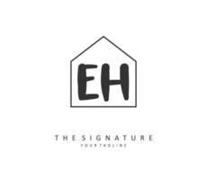 E H EH Initial letter handwriting and  signature logo. A concept handwriting initial logo with template element. vector