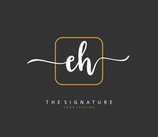 E H EH Initial letter handwriting and  signature logo. A concept handwriting initial logo with template element. vector