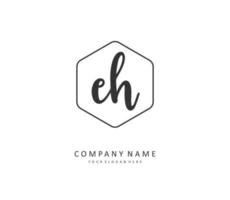 E H EH Initial letter handwriting and  signature logo. A concept handwriting initial logo with template element. vector