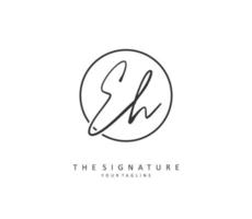 E H EH Initial letter handwriting and  signature logo. A concept handwriting initial logo with template element. vector