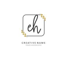 E H EH Initial letter handwriting and  signature logo. A concept handwriting initial logo with template element. vector