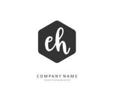 E H EH Initial letter handwriting and  signature logo. A concept handwriting initial logo with template element. vector