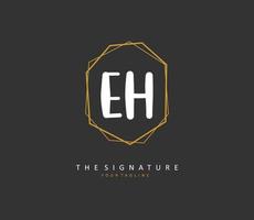 E H EH Initial letter handwriting and  signature logo. A concept handwriting initial logo with template element. vector