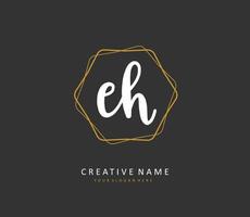 E H EH Initial letter handwriting and  signature logo. A concept handwriting initial logo with template element. vector