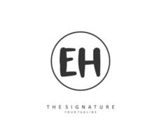 E H EH Initial letter handwriting and  signature logo. A concept handwriting initial logo with template element. vector