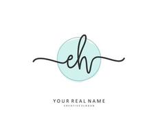 E H EH Initial letter handwriting and  signature logo. A concept handwriting initial logo with template element. vector