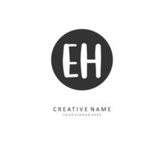 E H EH Initial letter handwriting and  signature logo. A concept handwriting initial logo with template element. vector