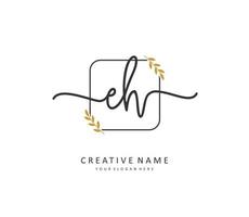 E H EH Initial letter handwriting and  signature logo. A concept handwriting initial logo with template element. vector