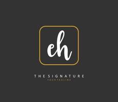 E H EH Initial letter handwriting and  signature logo. A concept handwriting initial logo with template element. vector