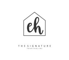 E H EH Initial letter handwriting and  signature logo. A concept handwriting initial logo with template element. vector
