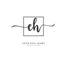 E H EH Initial letter handwriting and  signature logo. A concept handwriting initial logo with template element. vector