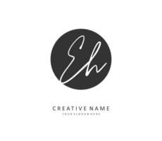 E H EH Initial letter handwriting and  signature logo. A concept handwriting initial logo with template element. vector