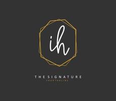 I H IH Initial letter handwriting and  signature logo. A concept handwriting initial logo with template element. vector