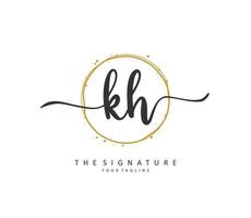 K H KH Initial letter handwriting and  signature logo. A concept handwriting initial logo with template element. vector