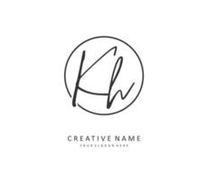 K H KH Initial letter handwriting and  signature logo. A concept handwriting initial logo with template element. vector